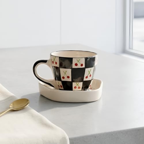 Image of Ceramic Coffee Cup with Saucer Set of 1, 250ML Microwave and Dishwasher Safe Large Tea Cups | Large Cup for Coffee | Ideal Use for Every Occasion, Gifting