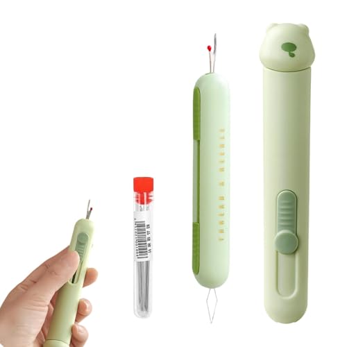 3-in-1 Automatic Needle Threader & Seam Ripper + 2-in-1 Needle Threader Seam Ripper + 18 Needles: Ideal for Hand Quilling & Embroidery Stitch Removal