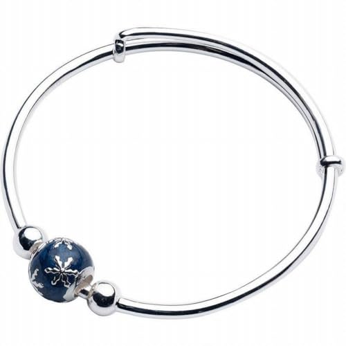 ETQWDXOL S925 Pulsera de Plata Moda Femenina Dulce Nieve Azul Bola Pulsera Temperamento Pulsera Estrellada, Pulsera de plata S925, Plata 925