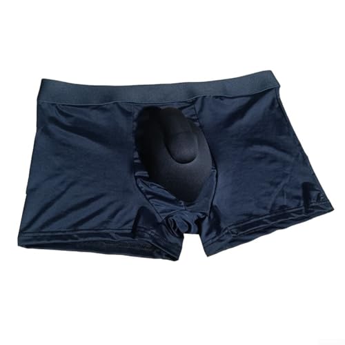 Calzoncillos tipo bóxer de seda de hielo para hombre, cómodos y de apoyo, bolsa en U sin costuras (XL negro)