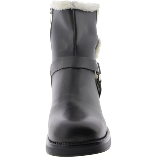 Steve Madden Steve Madden Women's Brixton Motorcycle Boot, Black Distressed Fur, 7
