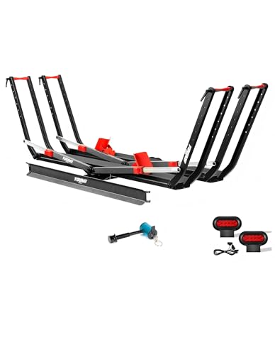 Image of Young Ebike Rack & Brake Light Bundle, 2-Bike Hitch Mount Platform with Ramp, Fits Fat Tire up to 5 inch, Foldable Carrier for Car SUV Truck RV, Waterproof LED Tail Light Kit, FMVSS108 Certified