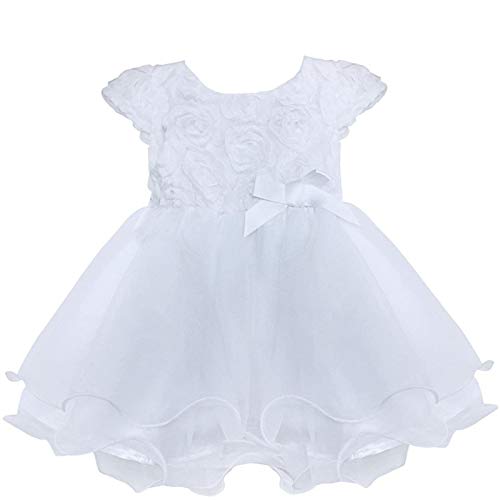 Taikmd Infant Baby Girls' 3D Rose Flower Organza Sleeveless Pageant Christening Baptism Party Dress (0-3 Months) #TOP17