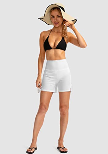 G Gradual Women's 5" High Waisted Swim Board Shorts with Phone Pockets UPF 50+ Quick Dry Beach Shorts for Women with Liner