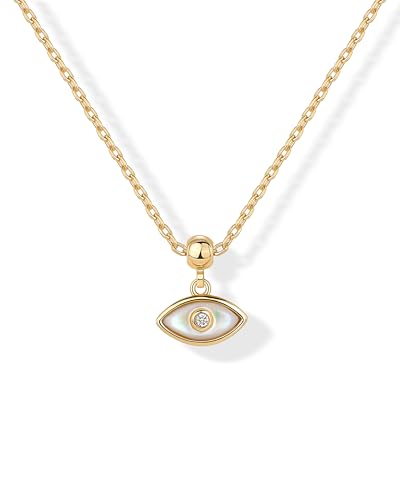 PAVOI 14K Gold Plated Religious Dainty Necklace with Charms - Adjustable Chain Gold Charm Necklace for Women - Small Spiritual Removable Pendants - Cute Cross Star of David Evil Eye Jewelry Gifts