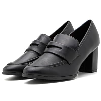 Women Chunky Block Heel Loafers Pumps Round Closed Bahrain