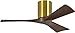 Matthews IR3H-BRBR-WA-42 Irene Indoor/Outdoor Damp Location 42" Hugger Ceiling Fan with Remote & Wall Control, 3 Wood Blades, Brushed Brass