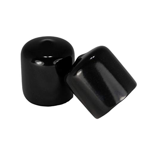 Prescott Plastics 1 Inch Round Vinyl End Cap in Black or White, Flexible Pipe Post Rubber Cover (10, Black)