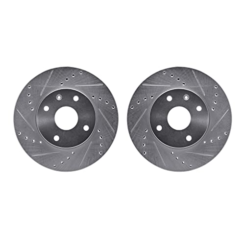 Dynamic Friction Company Rear Brake Rotors Drilled and Slotted Silver - 7002-54245