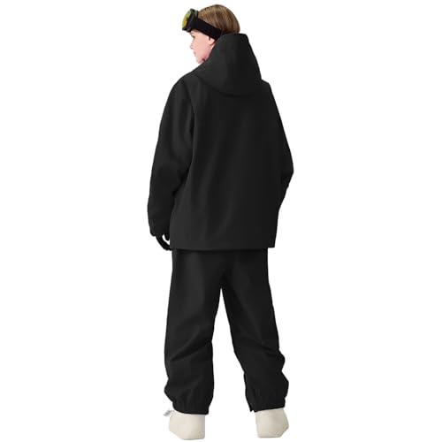 Oymyakon Womens Ski Suit Waterproof Snow Suits Snowboard Jacket and Pants Set Baggy Winter Insulated Snowsuit Coats Black 2XL