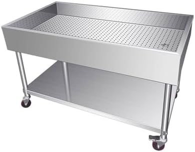 Stainless Steel Commercial Kitchen Table with Shelves - Pulley System Food Sorting & Drain Work Table for Restaurants, Hotels, and Food Service Operations