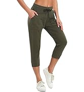 PULI Capri Sweatpants for Women Joggers Cropped with Pockets Sweat Pants Summer Yoga Athletic Wor...