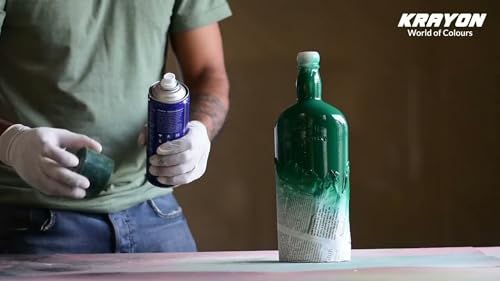 Image of BANNA Krayon Green Acrylic Spray Paint 400 ml | Quick Dry Rust-Resistant Multi Surface Aerosol Spray Paint for Metal, Wood, Plastic, Glass, Furniture & DIY Projects