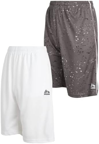RBX Boys' Athletic Shorts - 2 Pack Athletic Performance Mesh Basketball Gym Shorts (4-16), Size 8, Charcoal Splatter