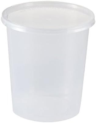 SafePro 32HD, 32 Oz Clear Plastic Soup/Food Containers with Lids, Microwavable Translucent, Plastic Deli Containers with Lids, Case of 50