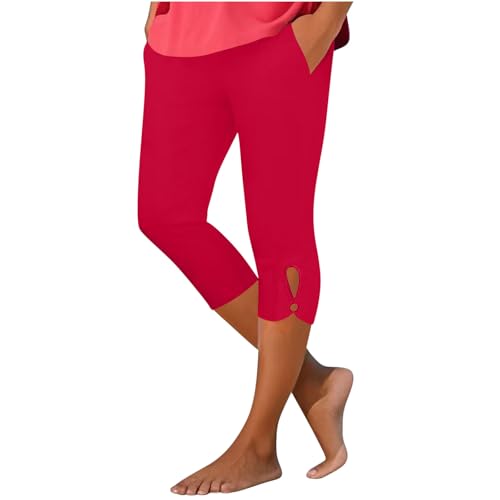 LRMQS Capri Pants for Women Stretch Capri Pants for Women Summer Stretch Tummy Control Workout Leggings with Pockets Plus Size Athletic Gym Yoga Pant