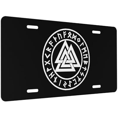 Viking Age Symbol Norse Warrior Car Front Fake License Plate Decoration Vanity Label 6x12 Inch Front and Rear License Plates
