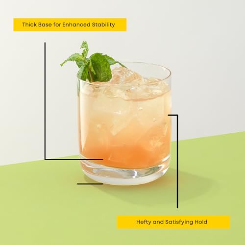 JoyJolt Faye Crystal Whiskey Glasses, Lowball Glasses Set of 6, 10oz Short Glass Tumbler, Double Old Fashioned Rocks Glass for Scotch or Bourbon, Dishwasher Safe Glassware