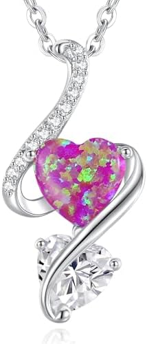 LOUISA SECRET Opal Halskette Unendlichkeits-Doppelherz Halskette 925 Silber | 925 Sterling Silber Kette Damen Brithday Schmuck Geschenk Valentinstag Weihnachtstag Geschenk für Sie