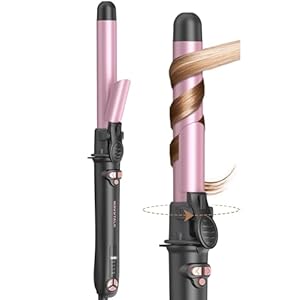 Wavytalk Rotating Curling Iron, Curl Cycle, 1 Inch Automatic Curling Wand for Long Hair, Get Effortless Curls with Self Spinning Barrel up to 430°F with Home Button, Dual Voltage, Rose Gold