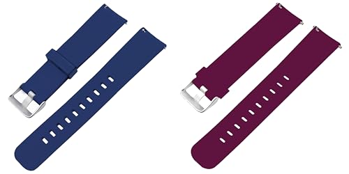 Image of ACM Pack of 2 Watch Strap Silicone Belt 22mm compatible with Beatxp Unbound Neo Smartwatch Casual Classic Band (Blue /Purple)