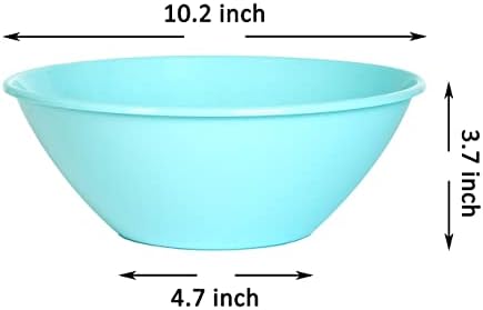 Youngever 9 Pack 3000ML Re-usable Plastic Mixing and Serving Bowls, Popcorn Bowls, Salad Bowls, Chip and Dip Serving Bowls, in 9 Colors (Coastal)