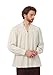 PROCOS Mens Medieval Undershirts Pirate Viking Loose Shirt Vampire Renaissance Linen Tunic Shirts Lace-Up V-Neck Costume (L) Beige