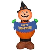 Gemmy Airblown Inflatable Pumpkin Witch, 4 ft Tall, Multi