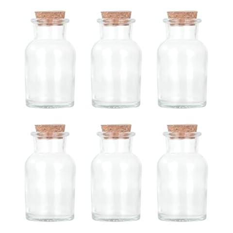 Magic Season Decorative Round Glass Bottles with Cork Stoppers (6 Pcs/ 2 fl oz.) Cover