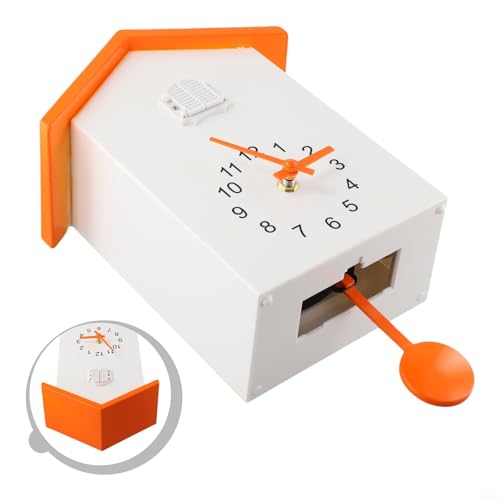 Reloj de pared cucú moderno FABULETTA blanco y naranja miniatura 5