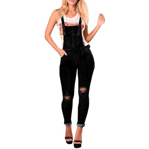 LONGBIDA Skinny Ripped Jeans Denim Jumpsuit Overalls For Women
