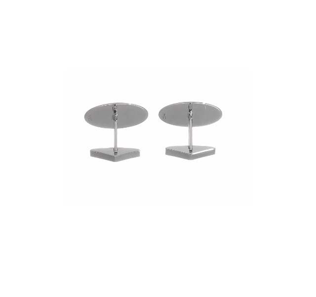 Mancuernillas ovaladas de oro blanco sólido 14K para hombre miniatura 5