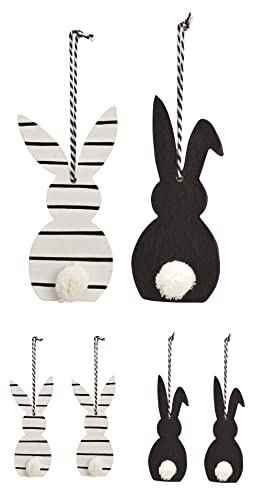 Schmucks HOME Osterhase Deko aus Holz 6 Osterhasen zum Aufhängen 5 x 12 cm Osterdeko schwarz weiß Cover
