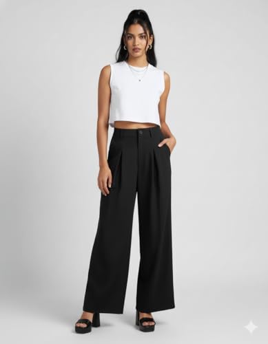 Image of Nermosa High-Waist Korean Trousers with Wide Baggy Fit | Trendy GenZ Streetwear Pants