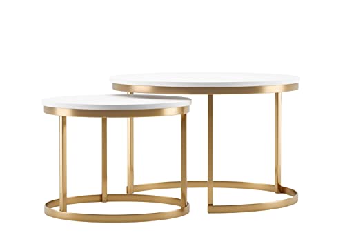 Polini Home Couchtisch-Set 2-teilig DOKKUM weiß/Gold