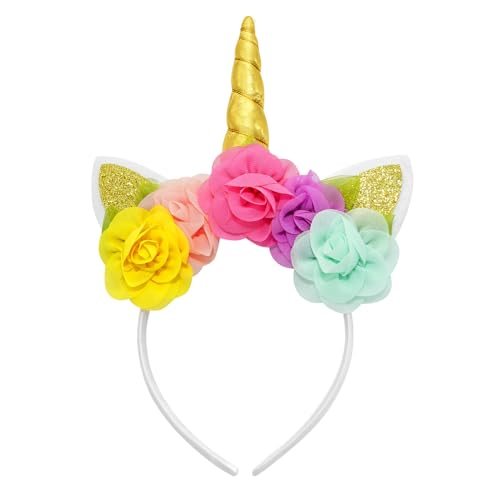 HSSPYY Einhorn Kostüm Set Haarreif mit Horn & Flauschiger Schwanz Einhorn Accessoire für Damen & Herren Perfekt für Halloween Kostümparty Fasching Festival & Motto Party