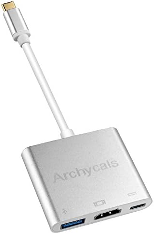 ARCHYCALS USB C to HDMI 4K USB C Adapter 3 in 1 Digital Multiport USB 3.1 with USB 3.0 Port and USB C Charge Port for 2016 MacBook Pro, Chromebook Pixel, Samsung S8,S8 Plus and More USB C Devices