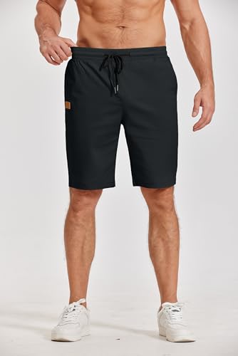 Image of COOFANDY Mens Casual Shorts Cotton Elastic Waist Drawstring Shorts Lightweight Summer Beach Shorts