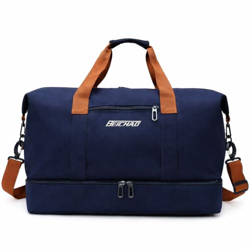 Image of CAVALO - Be Unique Duffle Cum Tote Bag Weekender /Overnight Bags for Women and Men, for Travel, Sports, Gym Bag, Waterproof with Shoe and Wet Clothes Compartments (Navy Blue)
