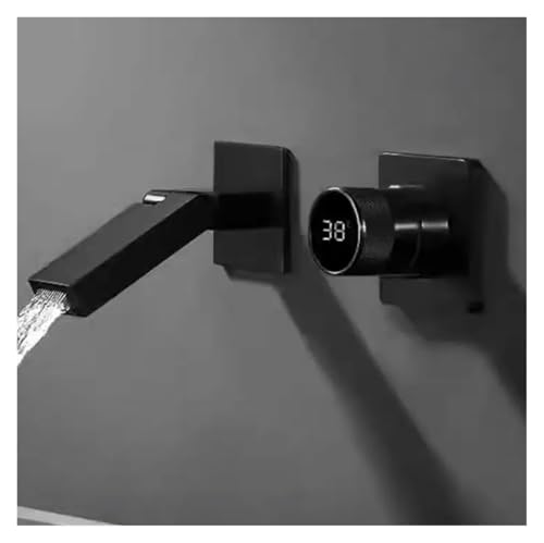Grifo de pared digital con caño plegable acabado oro cepillado de alta gama para lavabo