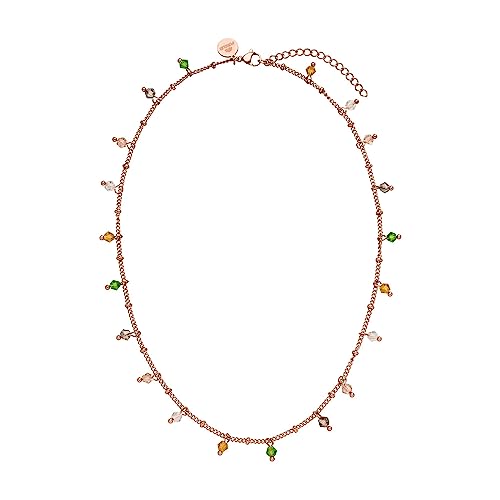 Purelei® Boho Halskette (Gold, Rosegold), Wasserfestes Filigrane Halskette für Damen, Kette aus Edelstahl mit bunten Glasperlen, Geschenke für Damen, 40-45 cm cm Länge verstellbar (Rosegold)