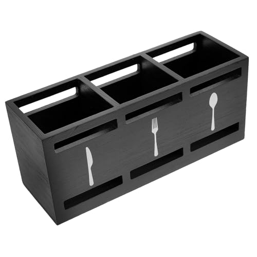 PLAFOPE Organizador de Cubiertos de Madera con Separadores para Cucharas Tenedores y Cuchillos Soporte para Palillos Integrado Caja de Almacenamiento para Utensilios de Cocina para
