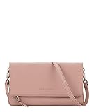 Foldover Clutch/ weiches, genarbtes Glattleder/ gefaltetes Hauptfach mit Reißverschluss und textilem Innenfutter/ Rück- und Innenseite mit Reißverschlussfach/ abnehmbarer und verstellbarer Schulterriemen/ Vorderseite mit Logoprägung