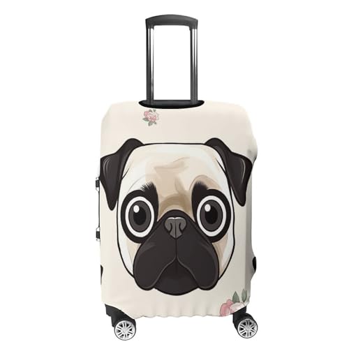 Line Pug Elastic Luggage Cover Suitcase Protector for 19-32 Inch Suitcases | Universal Stretchable Travel Bag Cover | Anti-Scratch, Washable with Zipper Closure L4