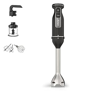 Ninja Foodi 3-in-1 handmixer, voedselprocessor, handmixer en chopper, met 3 bevestigingen, 850 W, Immersion Blender, 5 mengsnelheden, 2 mengsnelheden, 1,5 m koord, cadeau voor haar/him, zwart, CI100UK