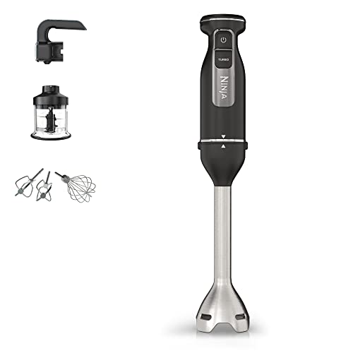 Ninja Foodi Stabmixer, Edelstahl,Testsieger, Handmixer & Zerkleinerer, 2 Mix- und 5 Rührgeschwindigkeiten, spülmaschinenfeste Teile, 850W, 3-in-1, Schwarz, CI100EU
