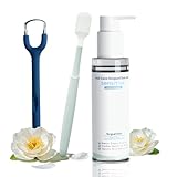 Effective Tongue Scraper and Oral Mucosal Cleaner Kit for Adults - Ergonomic Tongue Cleaner Promotes Fresher Breath, Mild Solution Oral Mucosal Cleaner package, Personal Care Essential (Blue)
