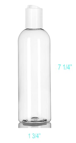 ljdeals 8 oz Clear Plastic Empty Bottles with White Disc Top Caps, Refillable Containers for Shampoo, Lotions, Cream and More Pack of 6, BPA Free, Made in USA3