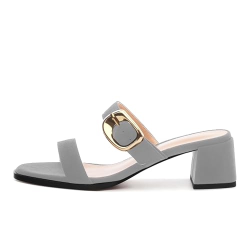 Women's Sandals, Open Round Toe Low Heels, Buckle Fashion Heeled Sandal for Wedding Daily Dress Party2