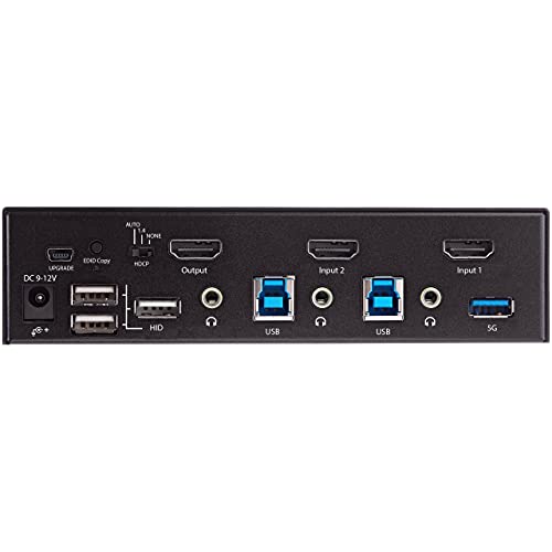 Image of StarTech 2-Port HDMI KVM Switch, 4K 60Hz UHD HDR, USB 3.0, Audio, TAA